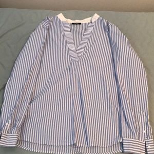 Blue and White Striped Blouse